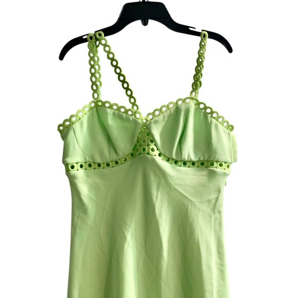 Johnathan Simkhai Sevilla Lime Green Crochet-Trim Midi Dress NWT SZ 6 - Picture 2 of 12